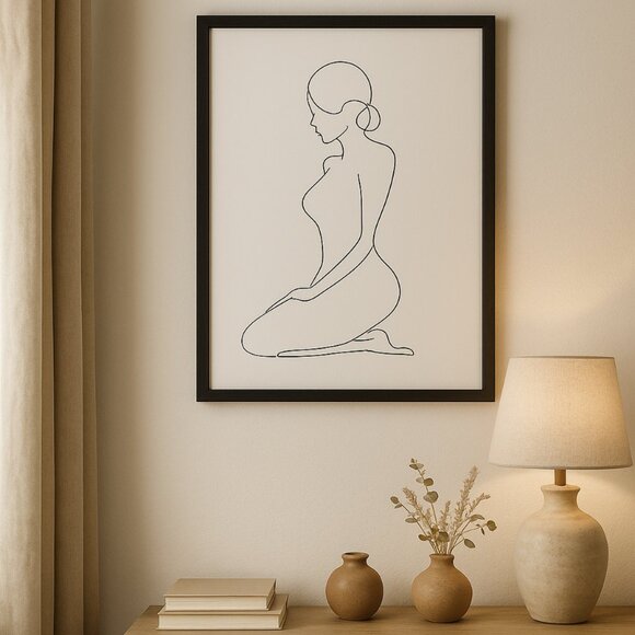 NWT Nude Line Art Female Silhouette Outlined Drawing - Picture 4 of 10